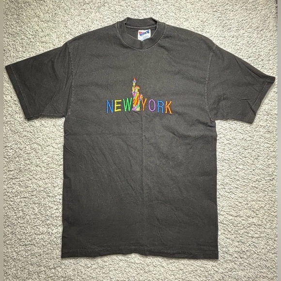 New York Shirt Large Vintage Crewneck Embroidered Statue Liberty Single Stitch - Picture 1 of 7